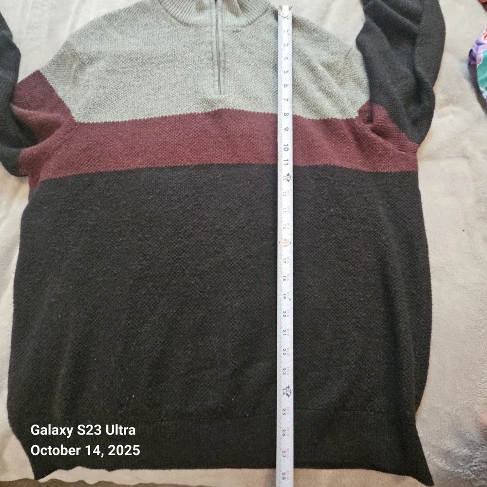 Dockers 1/4 Zip Knit Sweater Mens Size 2XL XXL Gray Red‎ Black Colorblock